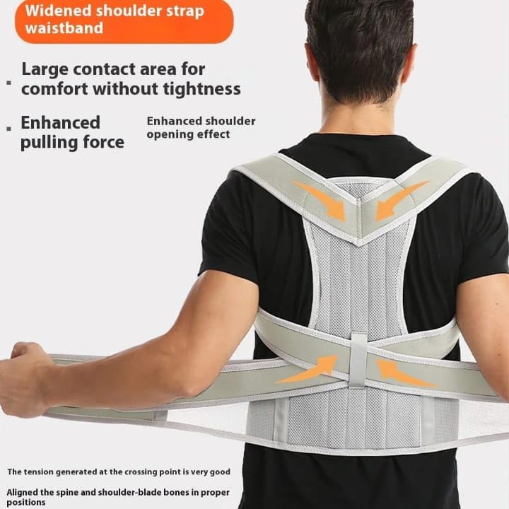 Posture Corrector Back Brace, Adjustable Velcro Straps, support women men, pain neck shoulder, belt para lower relief lumbar bra, Spine and Shoulder Support, Black, Unisex Adjustable