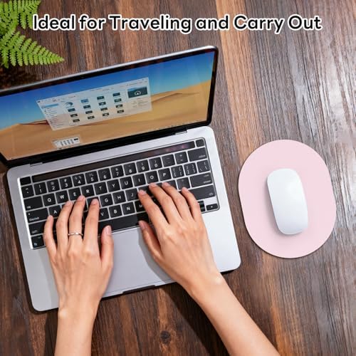 Oval Mouse Pad 6x8in Non-Slip for Laptop,Pink