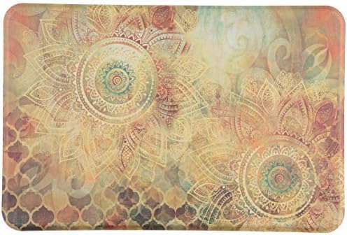 J&V TEXTILES Anti Fatigue Cushioned Comfort Mat, Ergonomically Durable, Supportive, Padded, Thick and Washable, Stain-Resistant, Kitchen, Garage, Office Standing Desk Mats (Boho Study Floral)