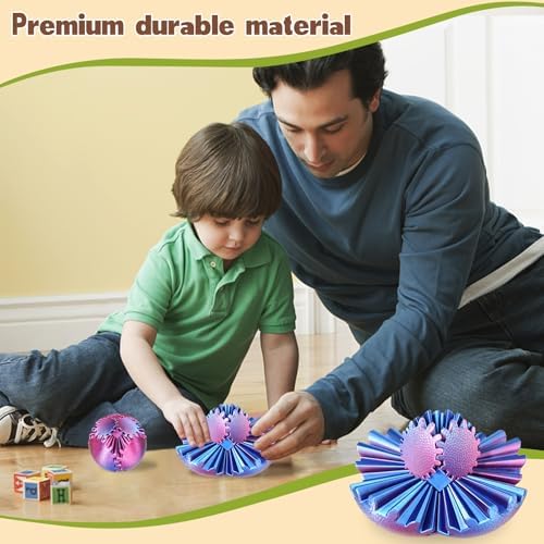 Gear Ball Fidget Toys - Steampunk Gear Sphere Stress Relief for Kids & Adults, 3D Printed Unique Funny Gift for Christmas, White Elephant, Stocking Stuffer (Ombre Purple)