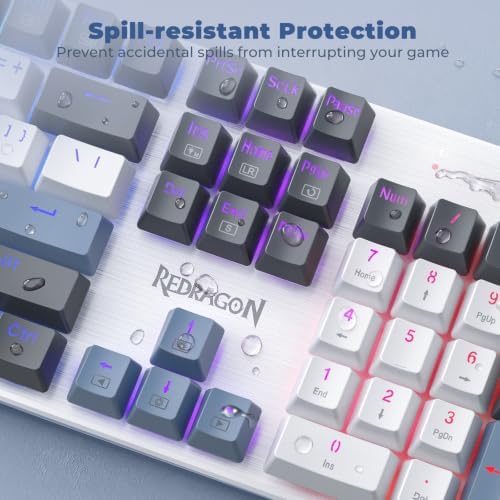 Redragon Mechanical Gaming Keyboard Wired, 11 Programmable Backlit Modes, Hot-Swappable Red Switch, Anti-Ghosting, Double-Shot PBT Keycaps, Light Up Keyboard for PC Mac, Blue