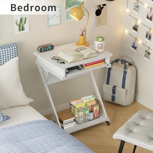Zenira 24-Inch Small Computer Desk, Corner Desk with Wheels