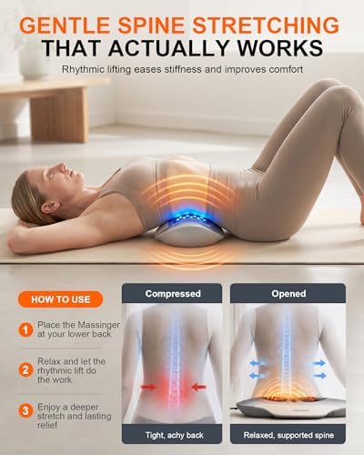 Electric Lumbar Traction Device, Smart Lower Back Massager with Heat