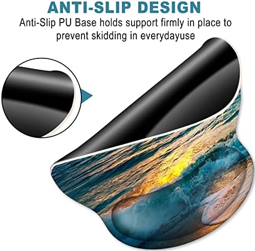ToLuLu Mouse Pad Wrist Rest Support Gel, Ergonomic Mouse Pads with Non Slip PU Base, Mouse Wrist Rest Pad for Laptop Computer Home Office Working Gaming Pain Relief, Sunset& Beach