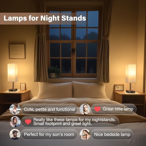 Fenmzee Bedside Lamp for Bedroom Set of 2 - Table Desk Lamp for Nightstand