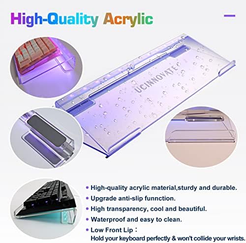 UCINNOVATE RGB Acrylic Computer Keyboard Stand, LED Backlit Keyboard Stand Tray, Gaming Keyboard USB Interface Titled Keyboard Stand for Easy Ergonomic Typing and Working Office Desk, Home, School