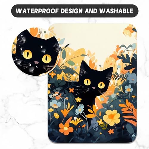 Small Mouse Pad, Mini Mouse Pad 6 x 8 Inch, Thick Rubber Waterproof Mouse Mat, Cute Mousepad for Women Men Wireless Mouse Laptops Home Office, Cute Cat in Flower