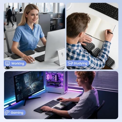 MEKASS L-Shaped Desk Elbow Pad for Desk, Memory Foam Elbow Support Padding with Non-Slip, Ergonomic Desk Edge Cushion, Wrist Comfort Support for Office Home 2 Pcs (Cross-Embossed Black)