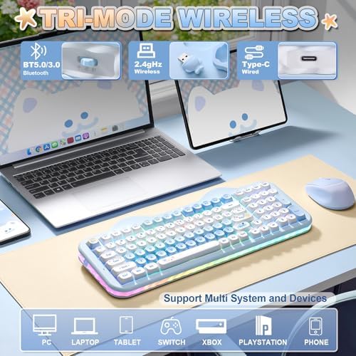 YUNZII C98 Cute Cake Wireless Mechanical Keyboard(Blue, Candy Switch)