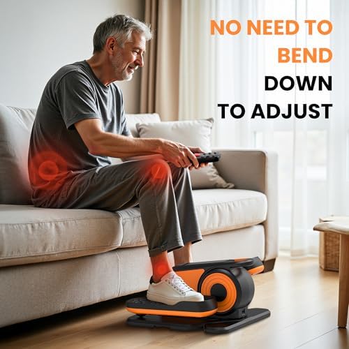 Under Desk Elliptical Machine, Quiet & Portable Electric Machine Seated Pedal Exerciser with Remote Control, Low-Impact Electric Leg Workout Machine with 12 Level Speeds Adjustable for Home Office