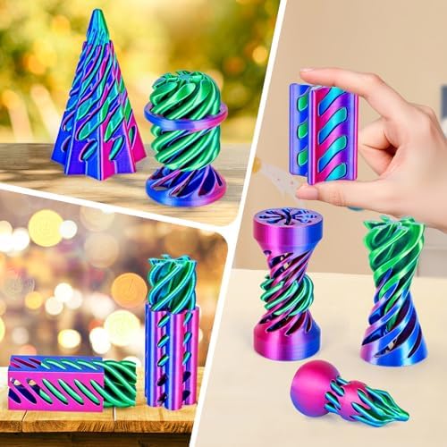 8 Pack Impossible Cone Fidget Toy, 3D Printed Spiral Pyramid Passthrough Gadget, Sensory Stress Relief Desk Toys for Kids & Adults, Optical Illusion Gift for ADHD/Anxiety