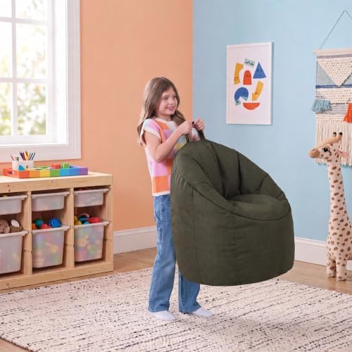 Big Joe Milano Lightweight Kids Bean Bag Chair, Dark Olive