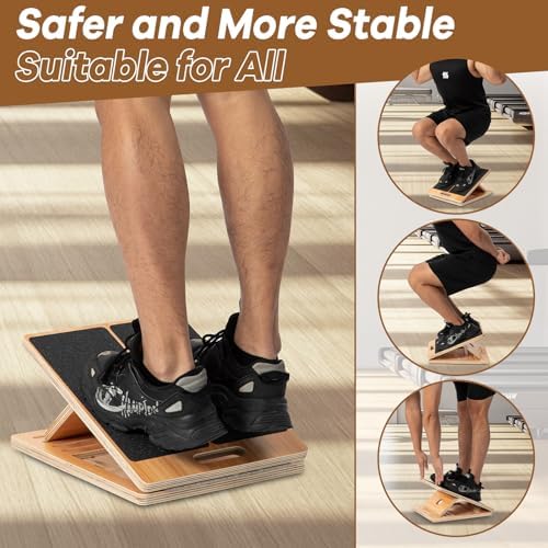 StrongTek Extra Wide Foam Balance Pad and Adjustable Wooden Slant Board Set – Enhance Stability, Flexibility, and Rehabilitation