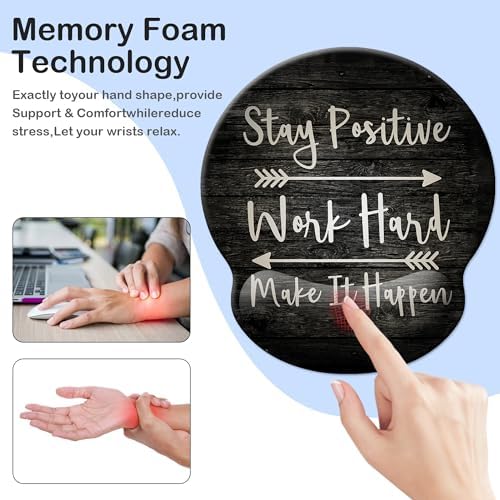 Mouse Pad Wrist Support,Ergonomic Mouse Pad with Wrist Rest,Comfortable Mousepad with Smooth Wrist Rest,Pain Relief Mouse Pads for Non-Slip Base,Computer,Laptop,Office,Home(Black Inspirational Quote)