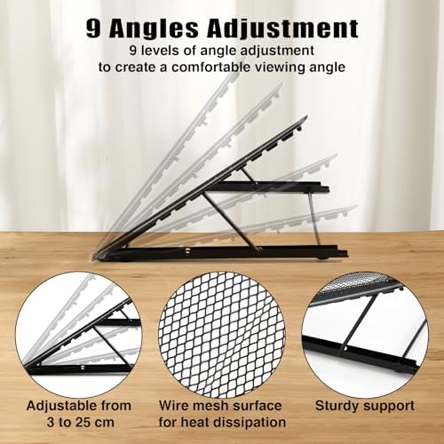 Dunzoom 2 Pcs Mesh Laptop Stands 10 Levels Large Adjustable Laptop Riser Holder Computer Stand for Desk Cooling Ventilated Universal Lightweight Ergonomic Tray for Diamond Painting Reading