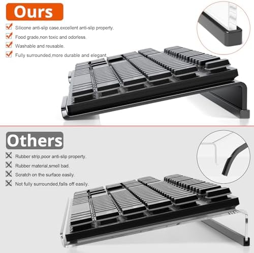 Richboom Ergonomic Computer Keyboard Stand - Tilt PC Keyboard Stand Riser for Easy Typing, Acrylic Keyboard Tray Holder for Office Desk, Home, School, with Silicone Anti-Slip Case, Black (Pack of 2)