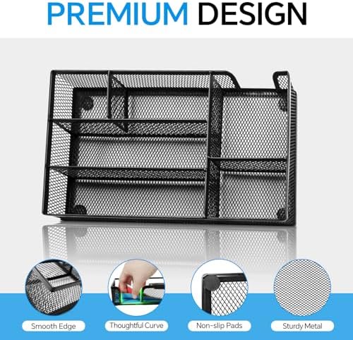 Desk Drawer Organizer, Office Drawer Divider Organizer Tray with 6 Compartments, Metal Mesh Desktop Organization and Accessories for Stationery Makeup Kitchen Toolroom School ＆ Office