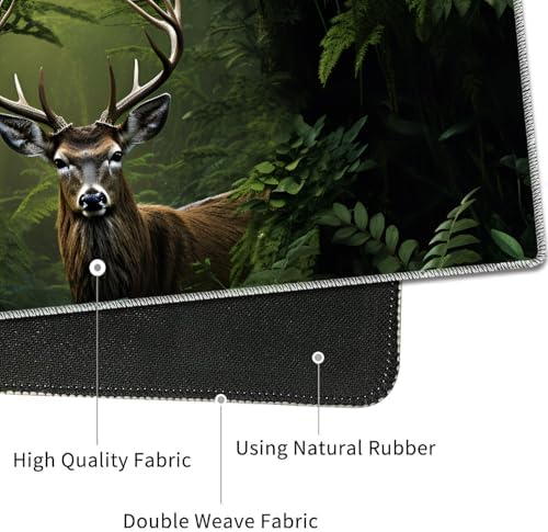 4 in 1 Mouse Pad Combo, Large Gaming Mouse Pad + Keyboard Wrist Support + Mouse Wrist Rest + Coaster, Table Pad 31.5 "x 11.8" with Memory Foam Ergonomic Wrist Pad Set, Camouflage Forest Deer