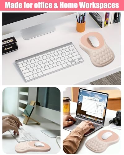 Ergonomic Mouse Pad with Sloped Memory Foam Wrist Rest, Almond Pink