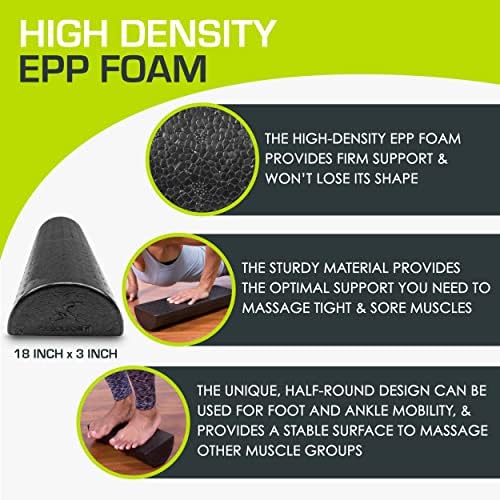ProsourceFit High Density Foam Rollers - inches long. Firm Full Body Athletic Massager for Back Stretching, Yoga, Pilates, Post Workout Trigger Point Release