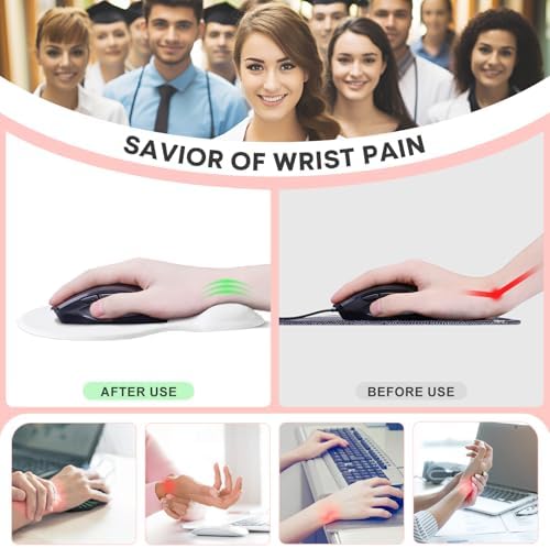 JIKIOU Ergonomic Mouse Pad with Gel Wrist Rest 2 Pack, Portable Small Blank