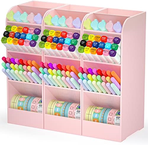 Asten Pen Holder, Pencil Holder for Desk, Pen Organizer (Pink, 3 Pack)