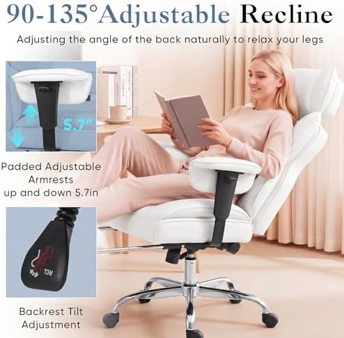 DUMOS Big and Tall Home Office Desk Chair, Executive Chair with Footrest