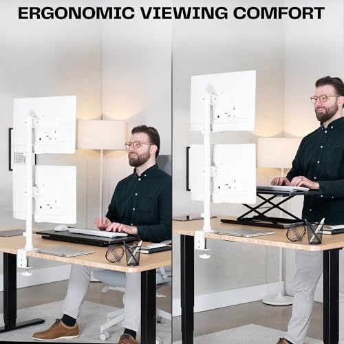 VIVO Dual Monitor Desk Mount Stand with Height Adjustment and VESA Plates for 2 LCD Ultrawide Screens up to 34 inches, Stacked Array, STAND-V002RW