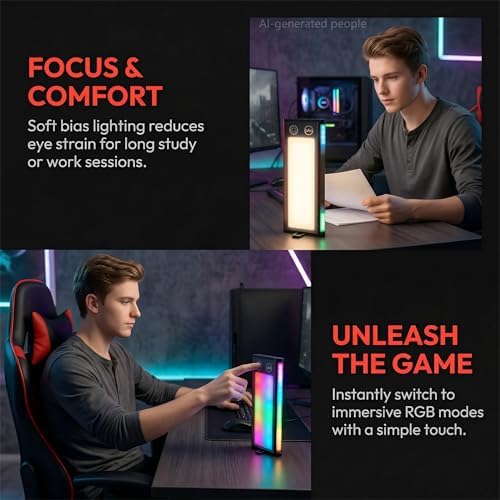 Light Bar Desk Lamp with Music Sync & RGB Ambient Lighting