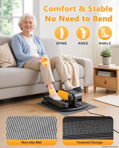 Mini Under Desk Elliptical Electric Leg Exerciser for Senior 12 Speed 4Mode