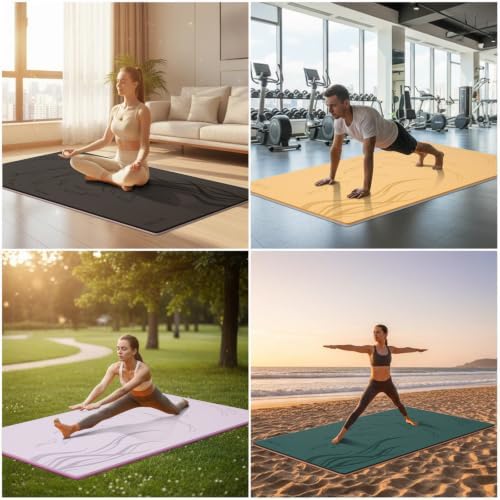 Extra Wide Yoga Mat 76"x40"x10mm TPE Non-Slip Fitness Exercise Mat