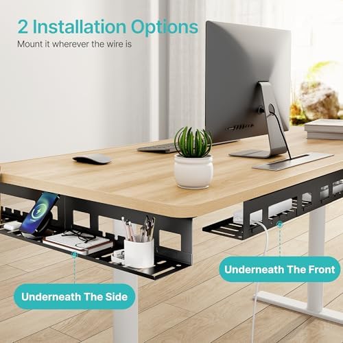 PEGZONE Under Desk Cable Management Tray, 31.5'' Screw-Mount Steel Rack