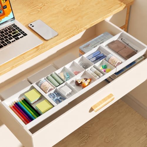 Large Expandable Drawer Organizer Tray, Adjustable Desk Drawer Organizer