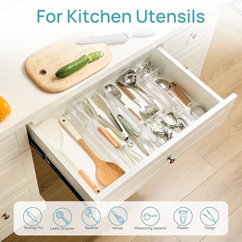 Vtopmart 2.36" Drawer Dividers with Expandable Inserts, 12.8"-22.3", 6 Pack
