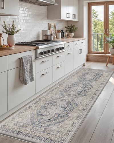 DEXI Kitchen Floor Mats Cushioned Anti Fatigue Runner Rug 24x59 White