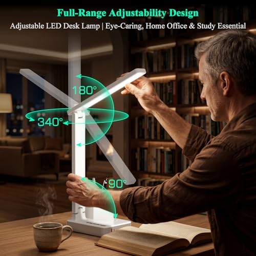 cozoo LED Desk Lamp USB A/C AC Pen Holder Dorm Home Office Desk Light White