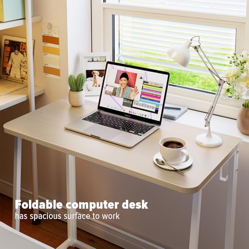 WOHOMO Folding Desk, 31.5" Foldable Computer Table for Small Spaces, Oak