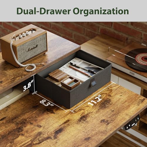 Agilestic 48 Inch Standing Desk with Drawers & Keyboard Tray, Rustic Brown