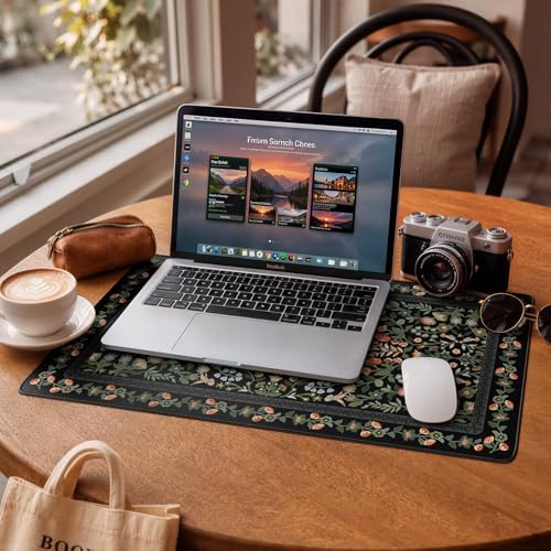 iCasso Aesthetic Mouse Pad,23.6x13.7in Desk Pad, Black Flower