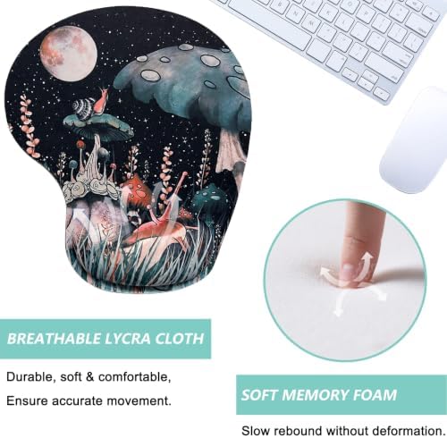 Mouse Pad with Wrist Support, Ergonomic Mouse Pads with Memory Foam Wrist Rest, Easy Typing Pain Relief, Comfortable Home Office Computer Wrist Support Pads for Working Studying Gaming, Snail