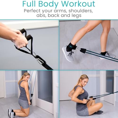 Vive Resistance Band Set (11 PCS) (With App) - Versatile Exercise Tubes with Wide Handles, Workout Poster, & Door Anchor - Adjustable 10-50 LB Tension for Full Body Home Fitness & Rehab -for Men/Women