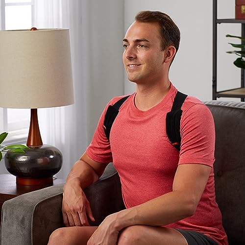 MUELLER Sports Medicine Posture Corrector for Women and Men, Adjustable Back Support for Scoliosis, Kyphosis & Text Neck, One Size, Black
