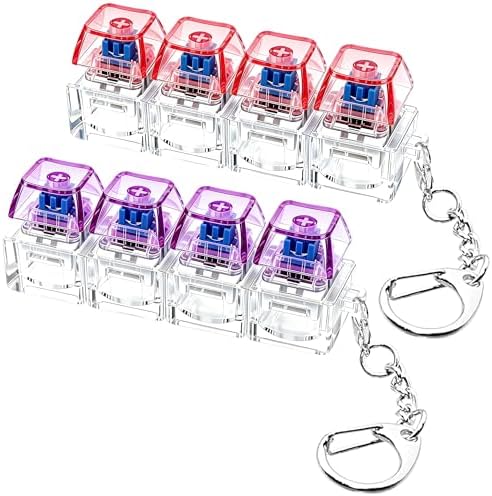 2 PCS Keyboard Fidget Toy, Keyboard Fidget Keychain 4-in-1 Keyboard Decompression Button Finger Clicker Toys, Button Stress Relief Fidget Gifts to Relief Stress (Pink Purple)