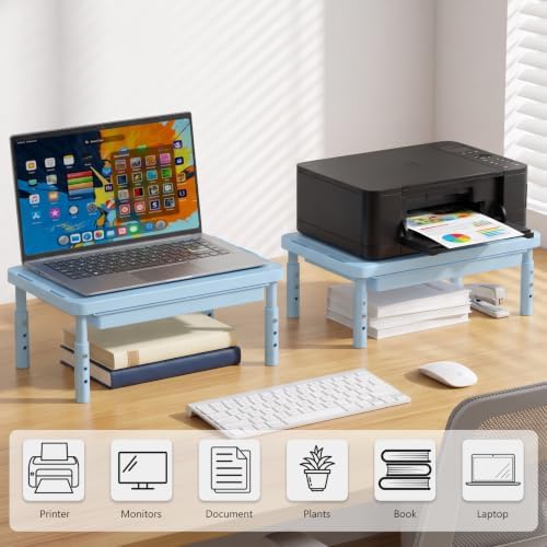 WALI 3 Height Adjustable Computer Monitor Stand with Storage, up to 44 lbs