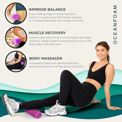 Oceanfoam Ripple Roller - Small Foam Roller for Physical Therapy (Magenta)