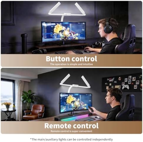 Omorepa 4 Light Bar Design Goose-Neck Desk Lamp with Base,24W Bright Led Tall Desk Light with Remote,Eye Care Reading Table Light for Desktop Working,Drafting,Reading