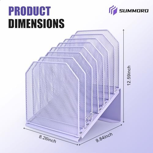 SUMMORO Inclined File Organizer for Desk, 7-Section Vertical File Holder