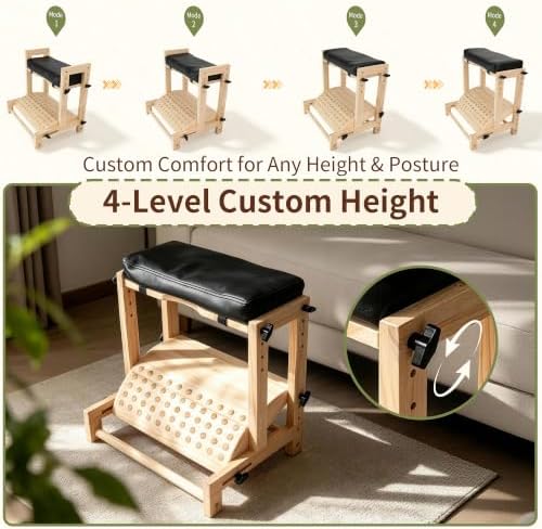 Adjustable Foot Rest Under Desk Ergonomic Wooden Leg Rest with Cushion