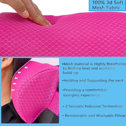 2 Pack Headrest Pillow for Patio Chaise Lounge,Recliner,Beach Chair,Pink