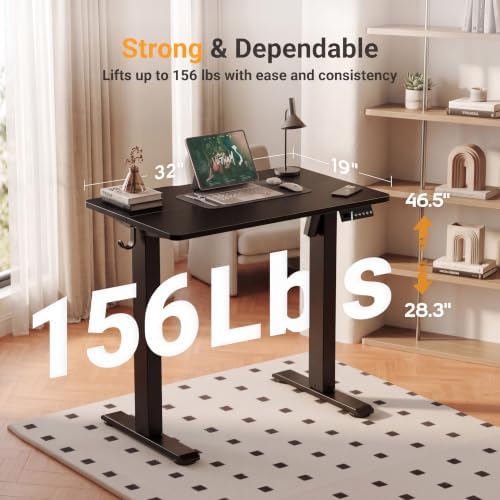 Claiks 32 x 19 Inch Black Electric Standing Desk